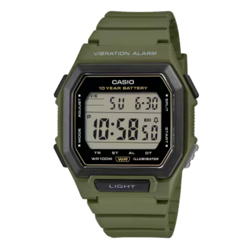 RELOJ CASIO VINTAGE VIBRATION ALARM W-738H-3AV 10 AÑOS DE BATERIA - 1