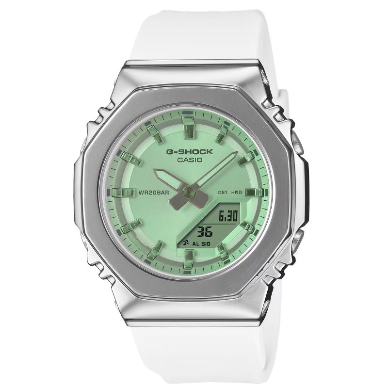 RELOJ G-SHOCK GM-S2110SR-7A SUMMER REFLECTION WHITE BAND GREEN DIAL MUJER - 1