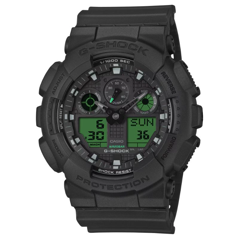 RELOJ G-SHOCK DE CASIO GA-100BEG-1A, BLACK AND ELECTRO GREEN - 1