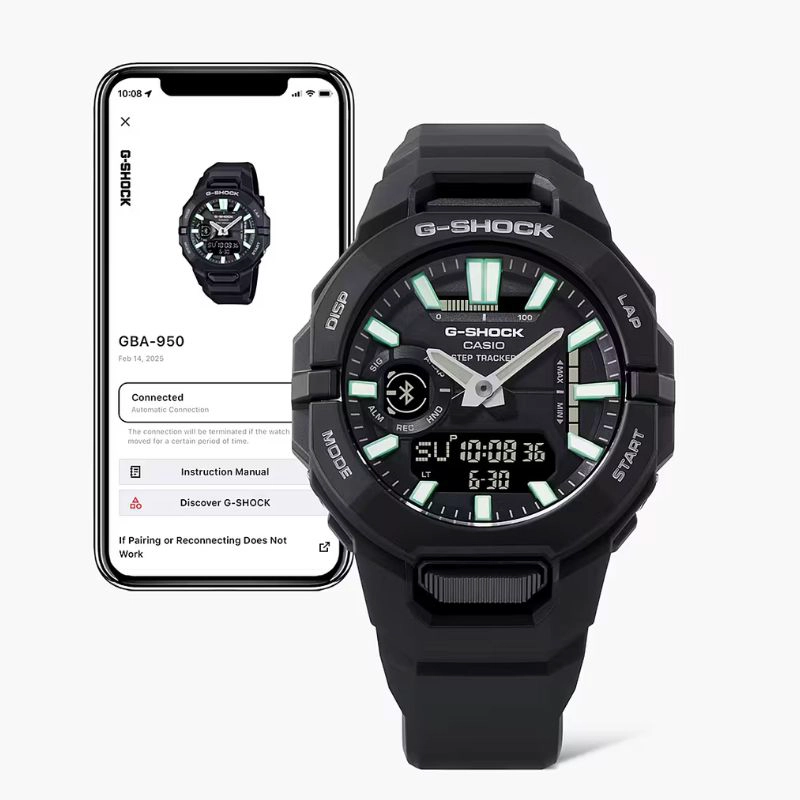 RELOJ G-SHOCK GBA-950-1A STEP TRACKER NEGRO, BLUETOOTH LOW ENERGY - 1