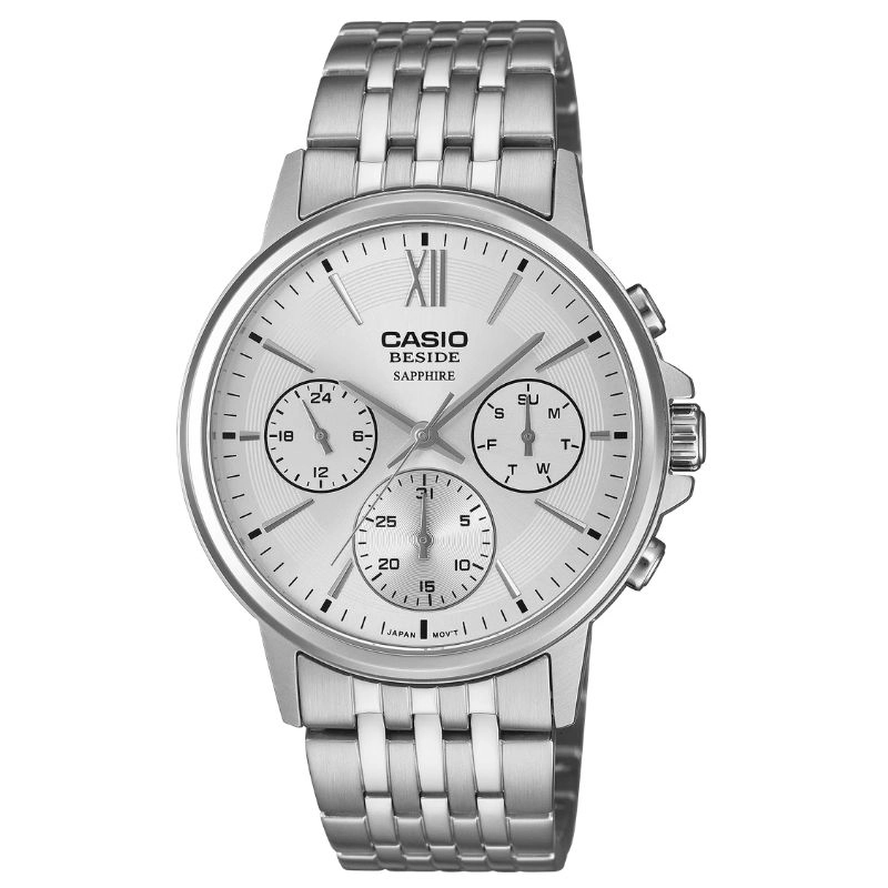 RELOJ CASIO BESIDE DE ACERO Y CRISTAL ZAFIRO BMS-300D-7A - 1