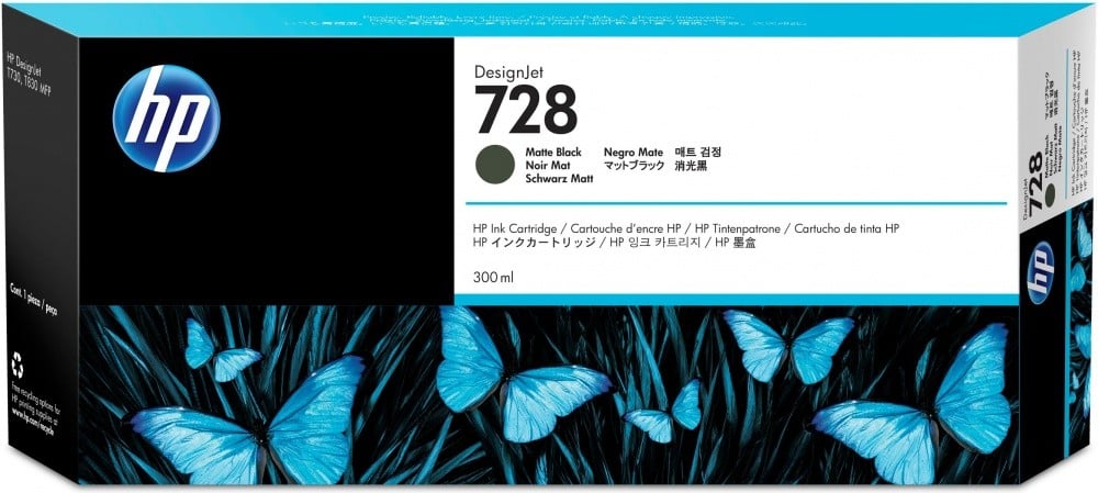 TINTA HP 728 300ML MATTE BLACK DESIGNJET T730 T830 F9J68 - 1