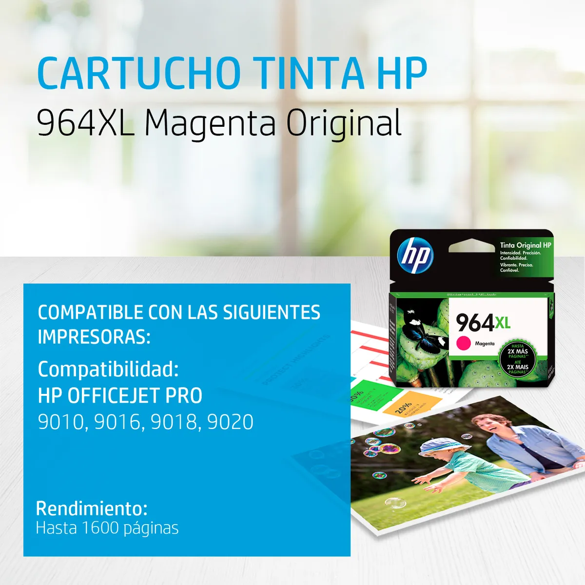 TINTA HP MAGENTA 964XL 3JA55A OFFICEJET 9020-9010 - 2