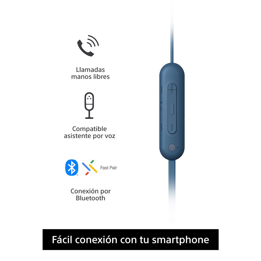 AUDIFONO SONY WI-C100H BLUETOOTH CON MICROFONO AZUL IN-EAR - 3