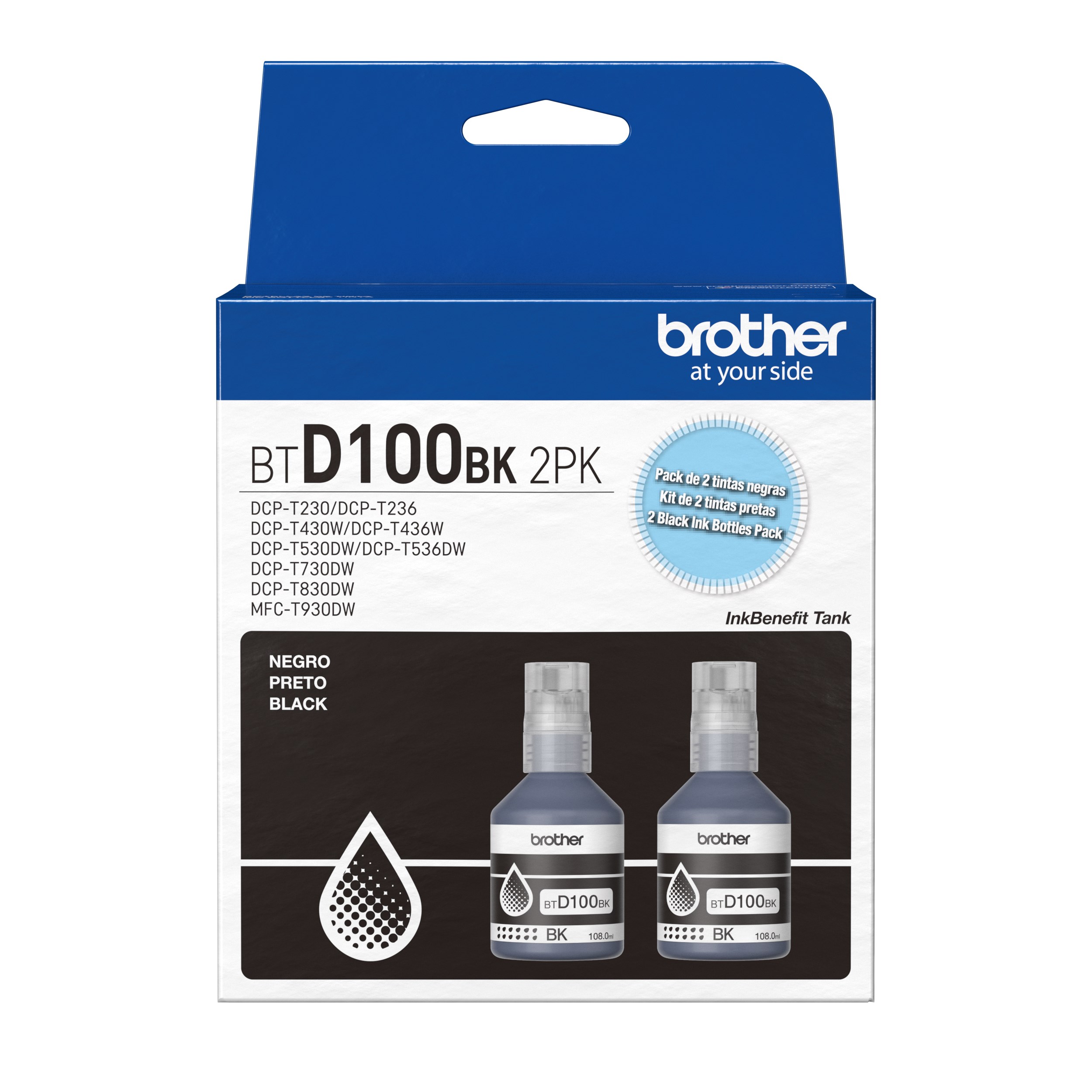 PACK 2 TINTAS BROTHER BTD100BK NEGRO - 1