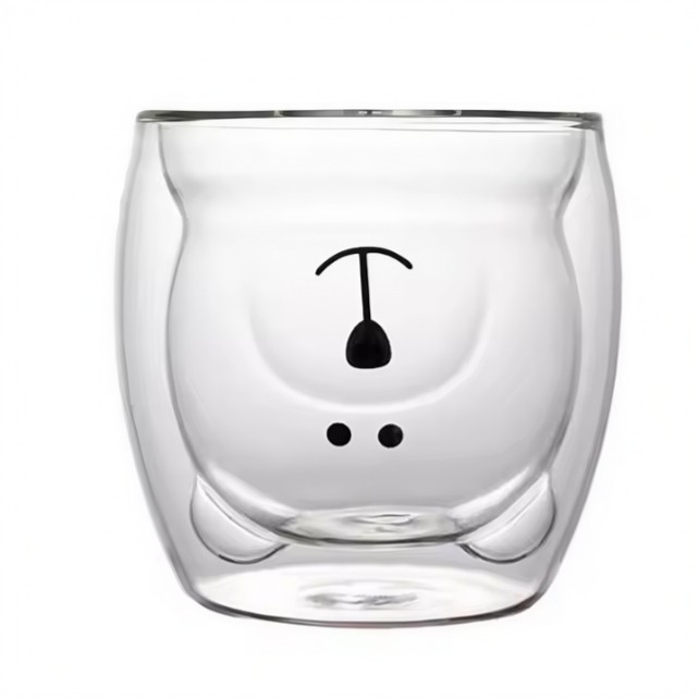 VASO DE VIDRIO 300ML CON FORMA DE OSO DOBLE PARED T-00032-1 - 1