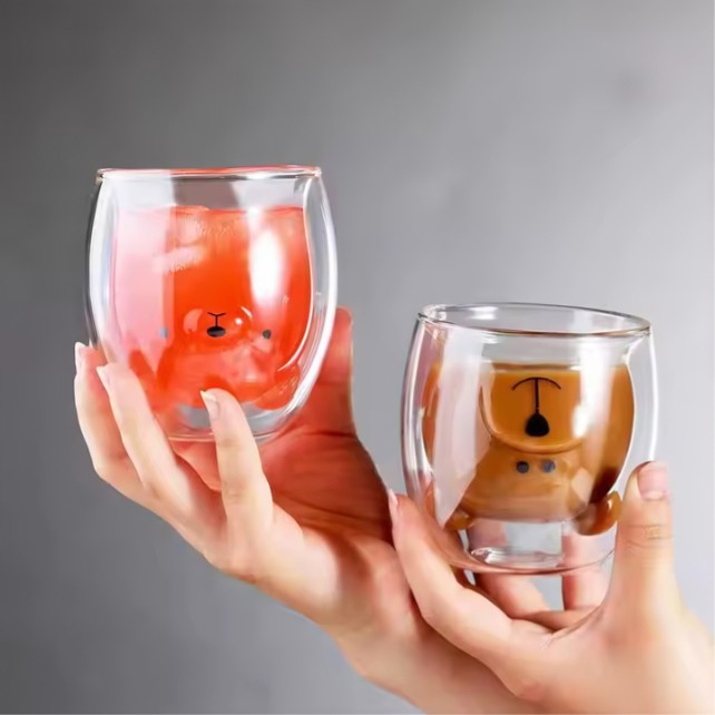 VASO DE VIDRIO 300ML CON FORMA DE OSO DOBLE PARED T-00032-1 - 2