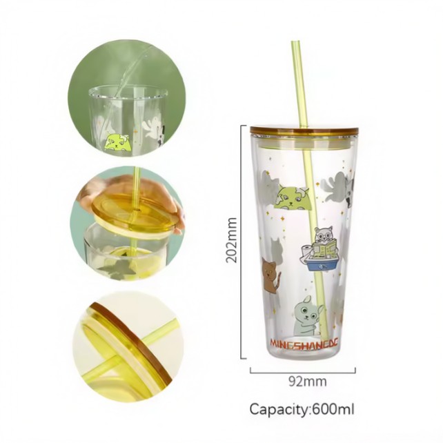 VASOS DE CRISTAL CON TAPA AJUSTADA OSITO EN LA BOMBILLA T-00039-2 - 2
