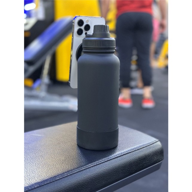 BOTELLA DE AGUA DE ACERO INOXIDABLE DE 650ML CON SOPORTE MAGNÉTICO PARA TELÉFONO - 5
