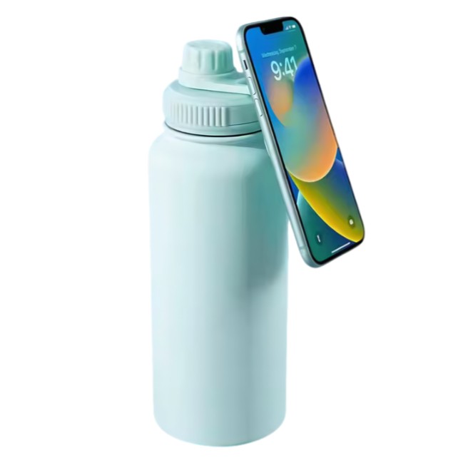 BOTELLA DE ACERO INOX 650ML CON SOPORTE DE TELÉFONO - 4