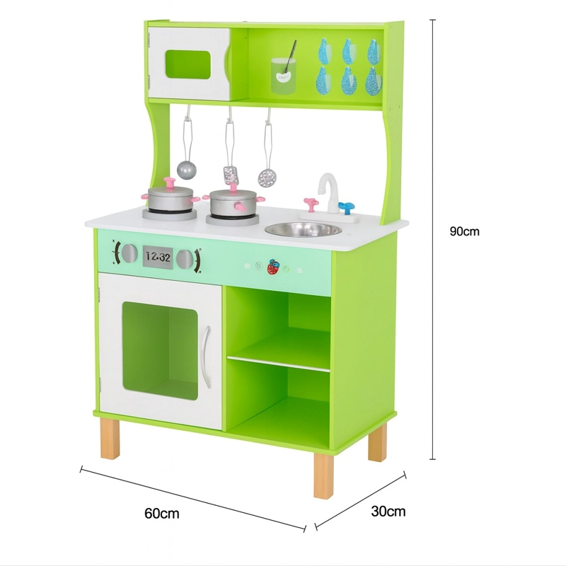 COCINA DE JUGUETE MULTIFUNCION + ACCESORIOS 90X60X30CM KIDDI VERDE - 1