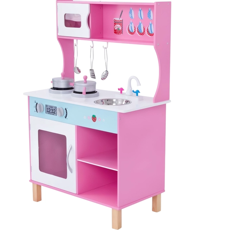 COCINA DE JUGUETE MULTIFUNCION + ACCESORIOS 90X60X30CM KIDDI ROSADA - 1