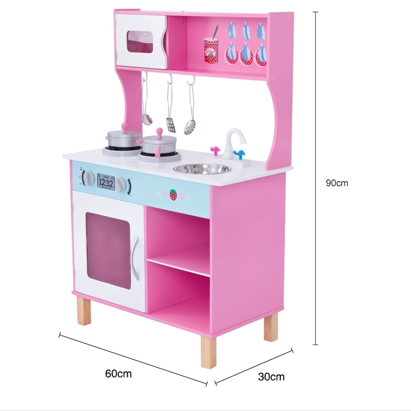COCINA DE JUGUETE MULTIFUNCION + ACCESORIOS 90X60X30CM KIDDI ROSADA - 2