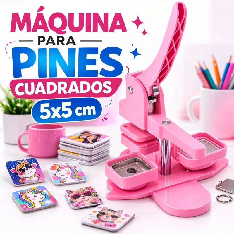 MAQUINA DE IMANES PVC ROSADA MATRIZ CUADRADA 5X5CM - 4