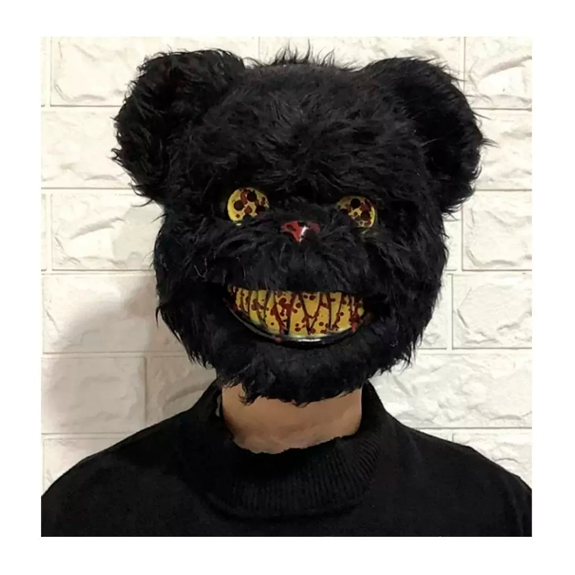 Set De Disfraz De Oso Sangriento Para Halloween – Máscara Realista, Delantal, Cuchillo De Juguete Y Tatuajes De Cicatrices