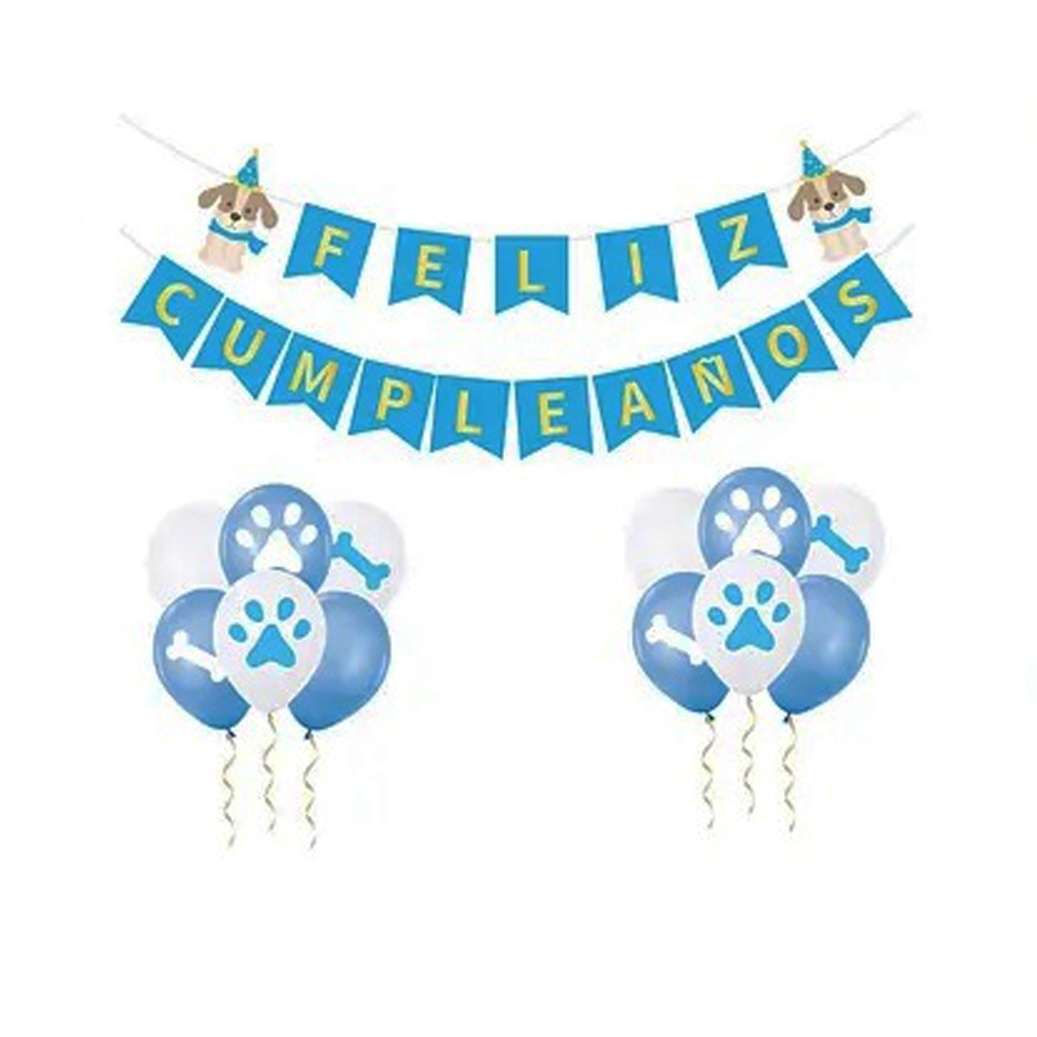 SET TECNOLIBROS CUMPLEAÑOS FIESTA TEMÁTICA PERROS CELESTE - 2