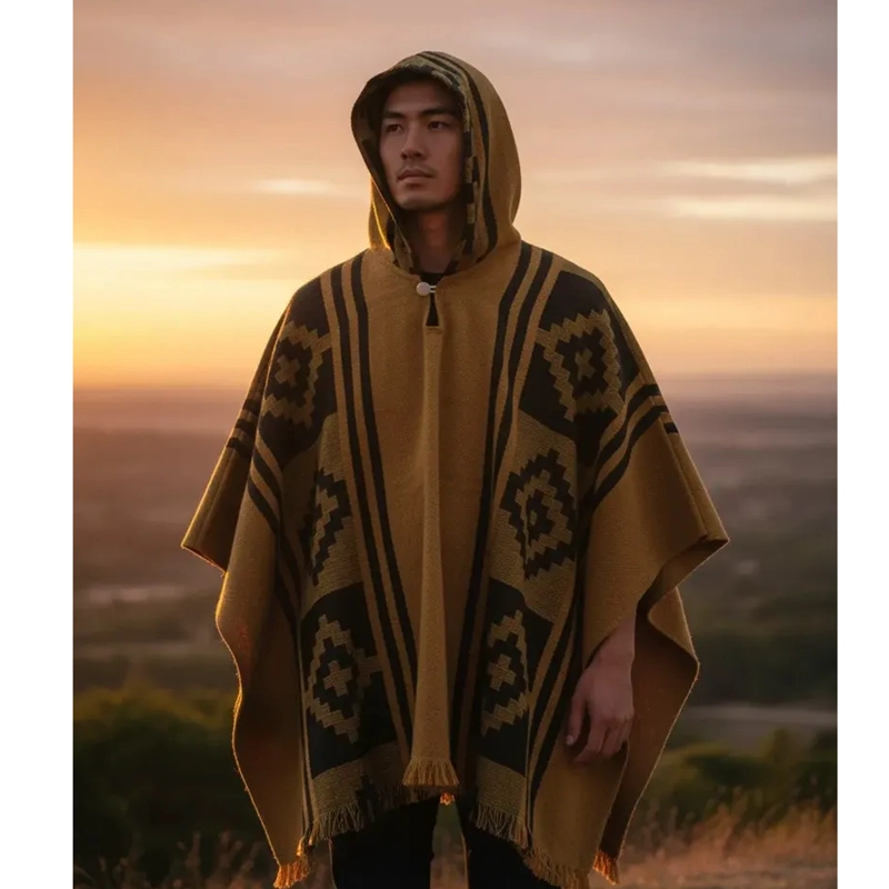 PONCHO LANA DE ALPACA ECUATORIANA ARTESANAL - 3