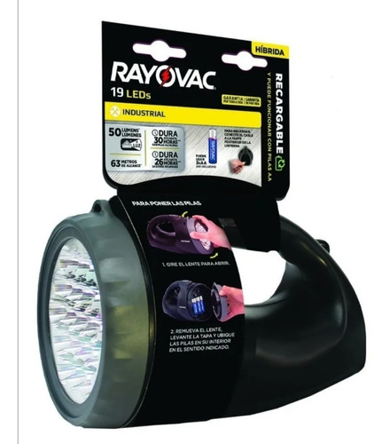 LINTERNA RAYOVAC RECARGABLE 19 LED / SUPERSTORE COLOR DE LA LINTERNA NEGRO COLOR DE LA LUZ BLANCO - 1