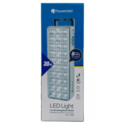 LÁMPARA DE EMERGENCIA LED CON BATERÍA RECARGABLE 30 LEDS – 120LUM 5W POWERLAB 7258 COLOR BLANCO - 3