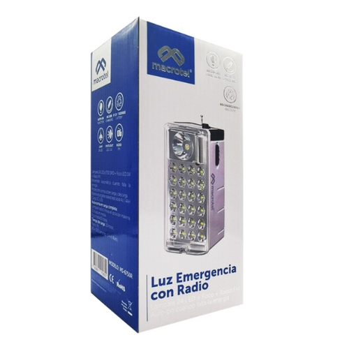 LÁMPARA DE EMERGENCIA MACROTEL MS-6750R LED CON BATERÍA RECARGABLE 6W BLANCO - 3