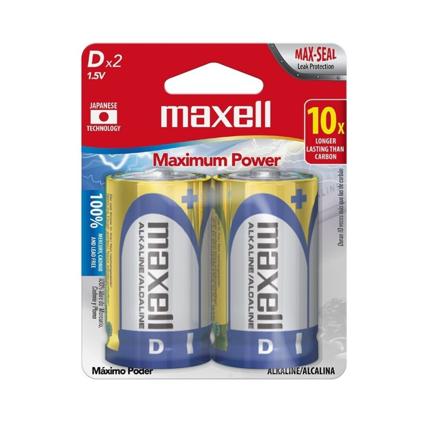 PACK 2 PILAS ALCALINAS MAXELL TIPO D - 1