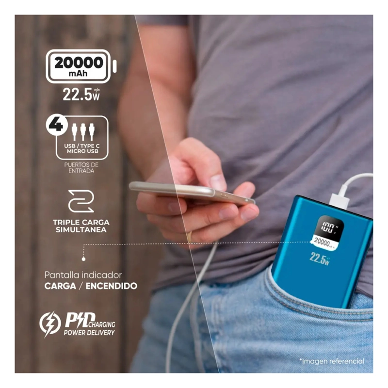 BATERÍA EXTERNA POWER BANK 20000 MAH 22.5W PD MASTER-G - 2