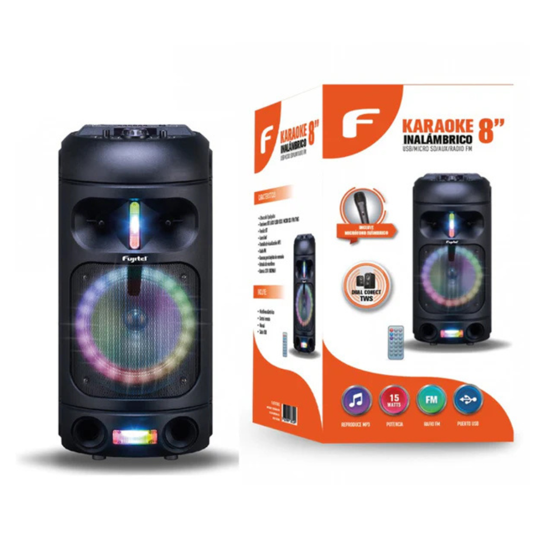 PARLANTE KARAOKE INALAMBRICO FUJITEL I160FUBT0802 EN COLOR NEGRO - 2