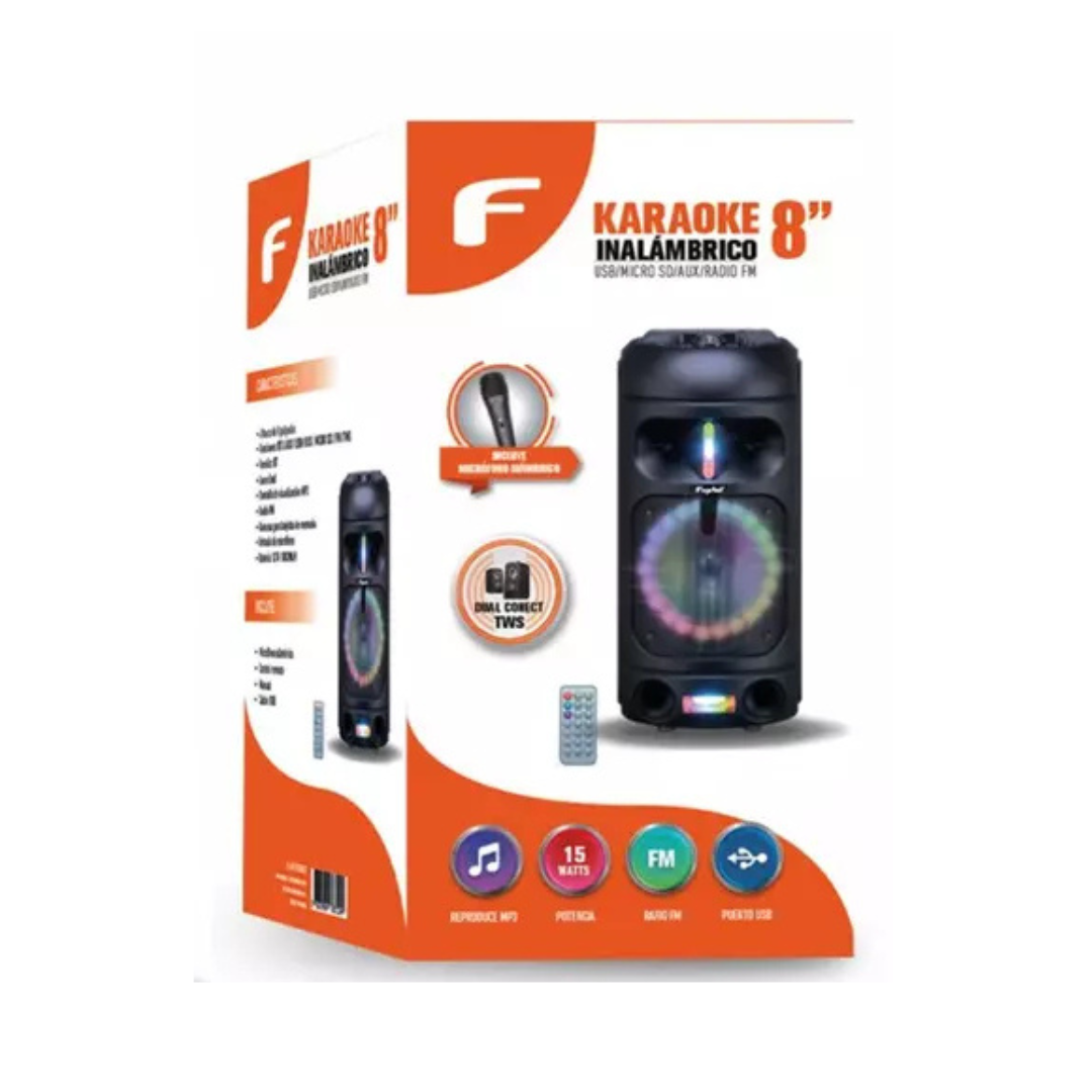 PARLANTE KARAOKE INALAMBRICO FUJITEL I160FUBT0802 EN COLOR NEGRO - 3