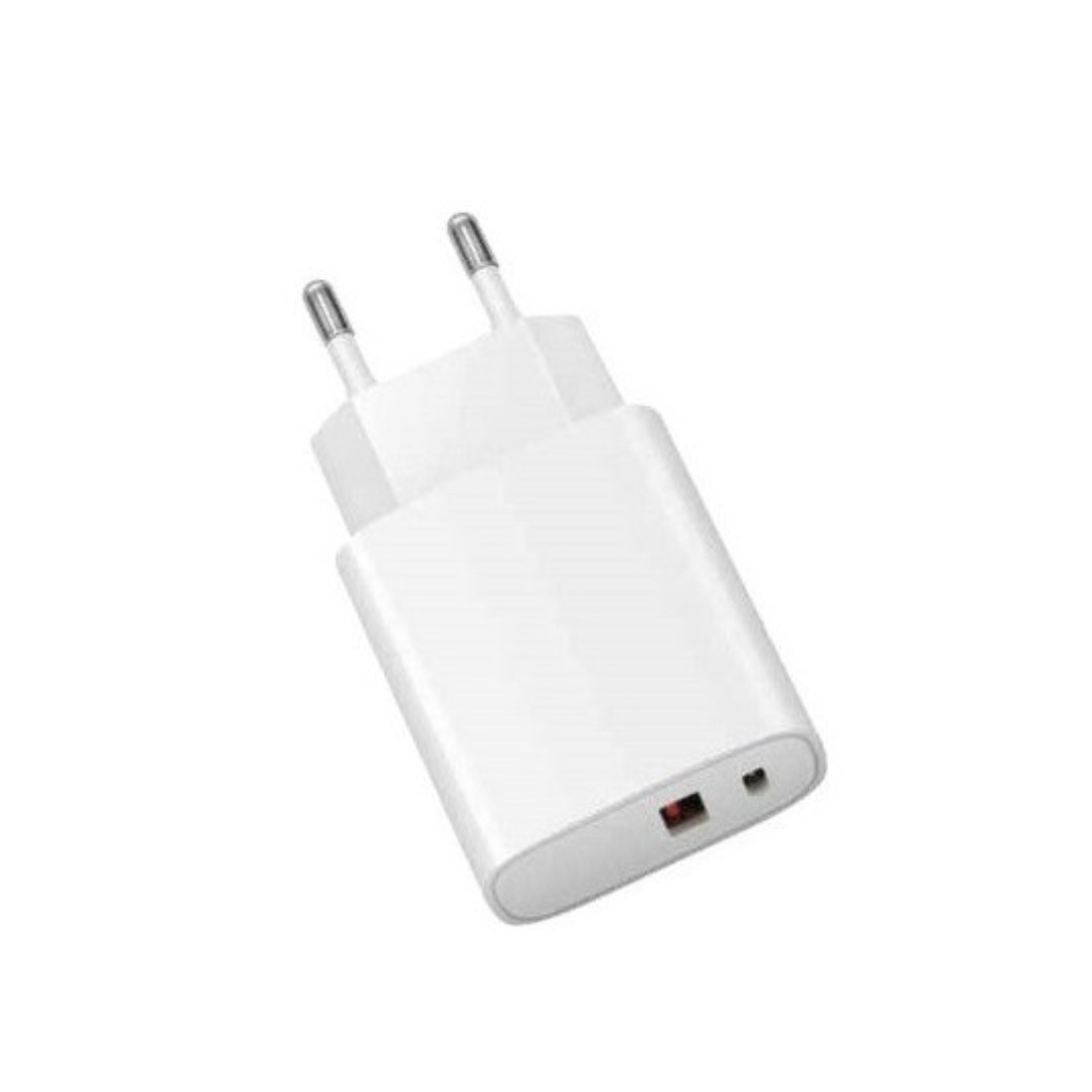CARGADOR USB TECNOLAB USB CARGA RAPIDA + CABLE TIPO C A LIGHTNING EN COLOR BLANCO - 3