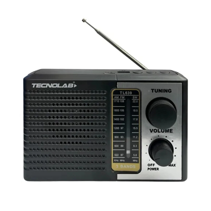 RADIO PORTATIL TECNOLAB TL639 EN COLOR NEGRO  5W - 1