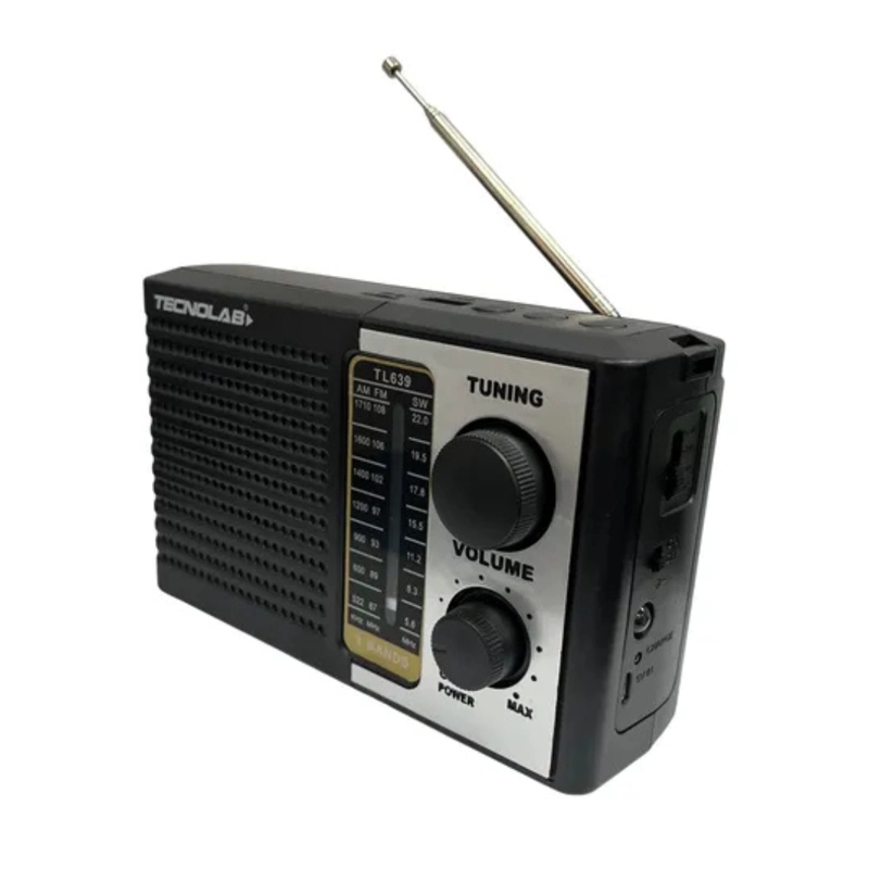 RADIO PORTATIL TECNOLAB TL639 EN COLOR NEGRO  5W - 3