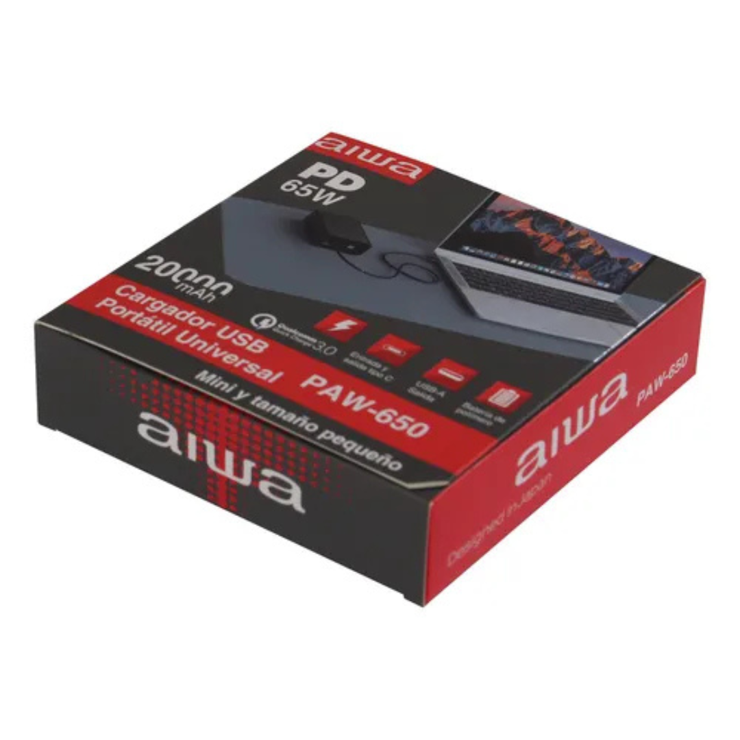 CARGADOR PORTATIL AIWA POWER BANK 20000MAH USB-A TIPO-C PAW-650 - 3