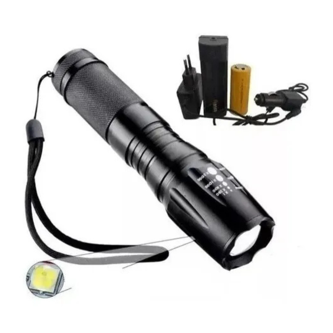 LINTERNA RECARGABLE CON ZOOM MRY7014 EN COLOR NEGRO CON CARGADOR - 1
