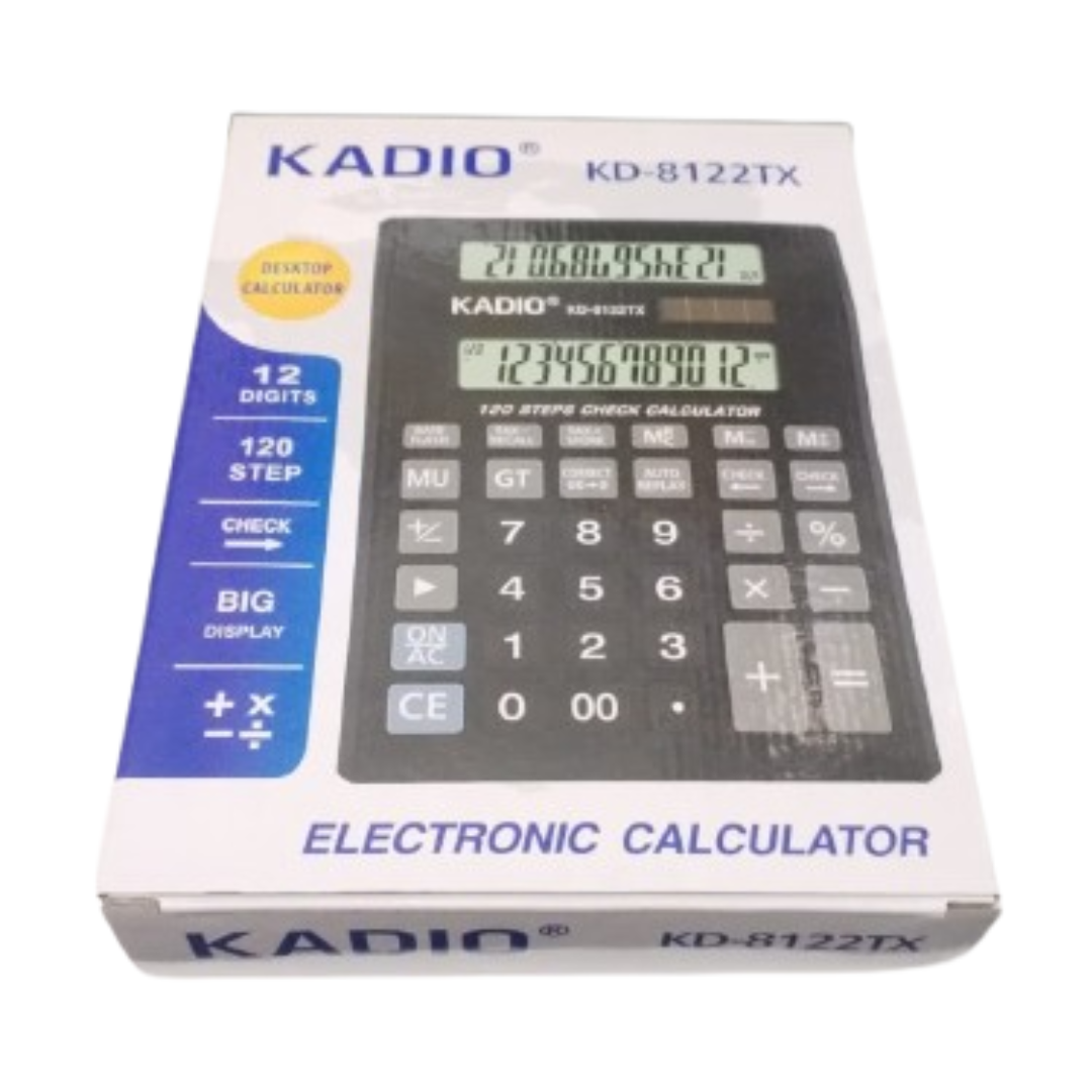 CALCULADORA ELECTRONICA KADIO KD-8122TX EN COLOR NEGRO - 1