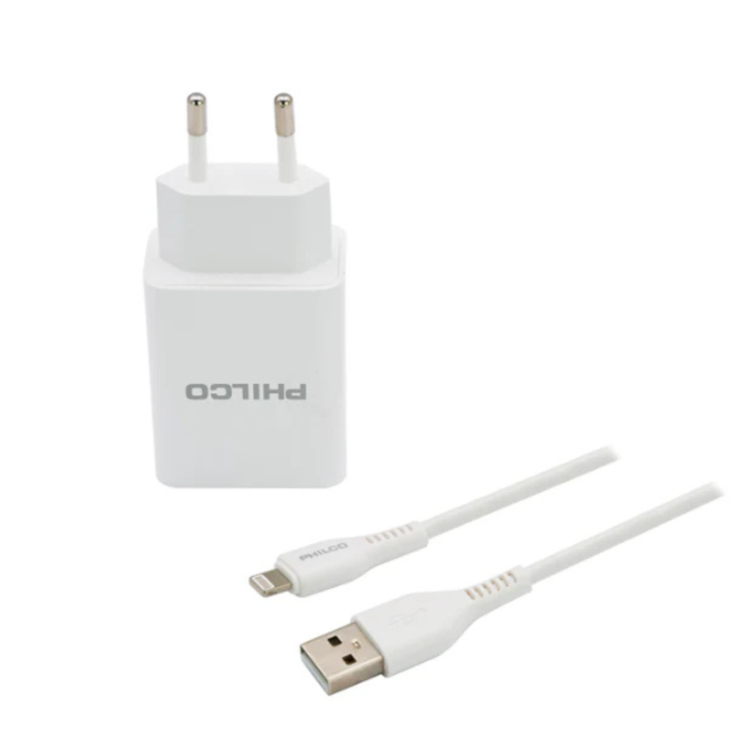 CARGADOR USB-A A LIGHTNING PHILCO CARGA RAPIDA R1090 EN COLOR BLANCO - 3