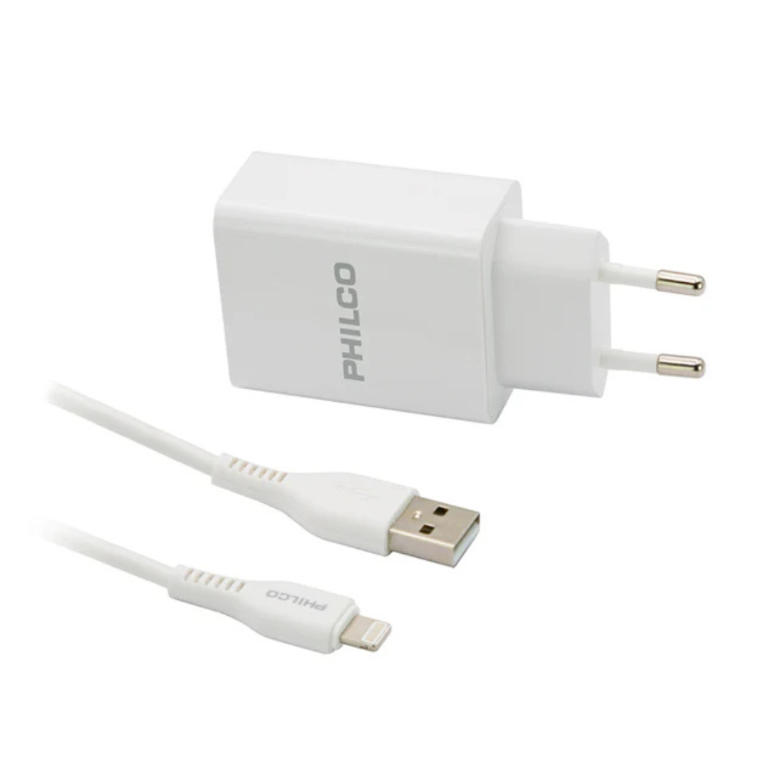 CARGADOR USB-A A LIGHTNING PHILCO CARGA RAPIDA R1090 EN COLOR BLANCO - 4