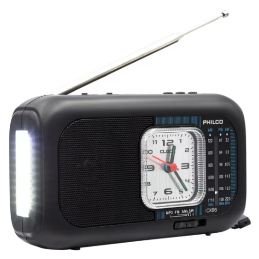 RADIO CON PANEL SOLAR DE EMERGENCIA PHILCO ICX66 EN COLOR NEGRO - 2