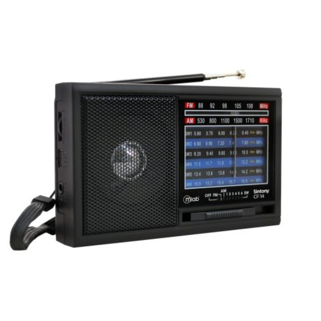 RADIO PORTATIL RECARGABLE RETRO MICROLAB SINTONY CF-14 EN COLOR NEGRO - 2
