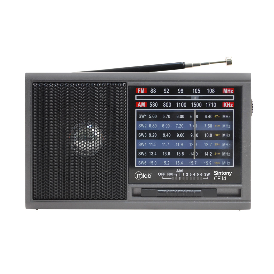 RADIO PORTATIL RECARGABLE RETRO MICROLAB SINTONY CF-14 GRIS - 1