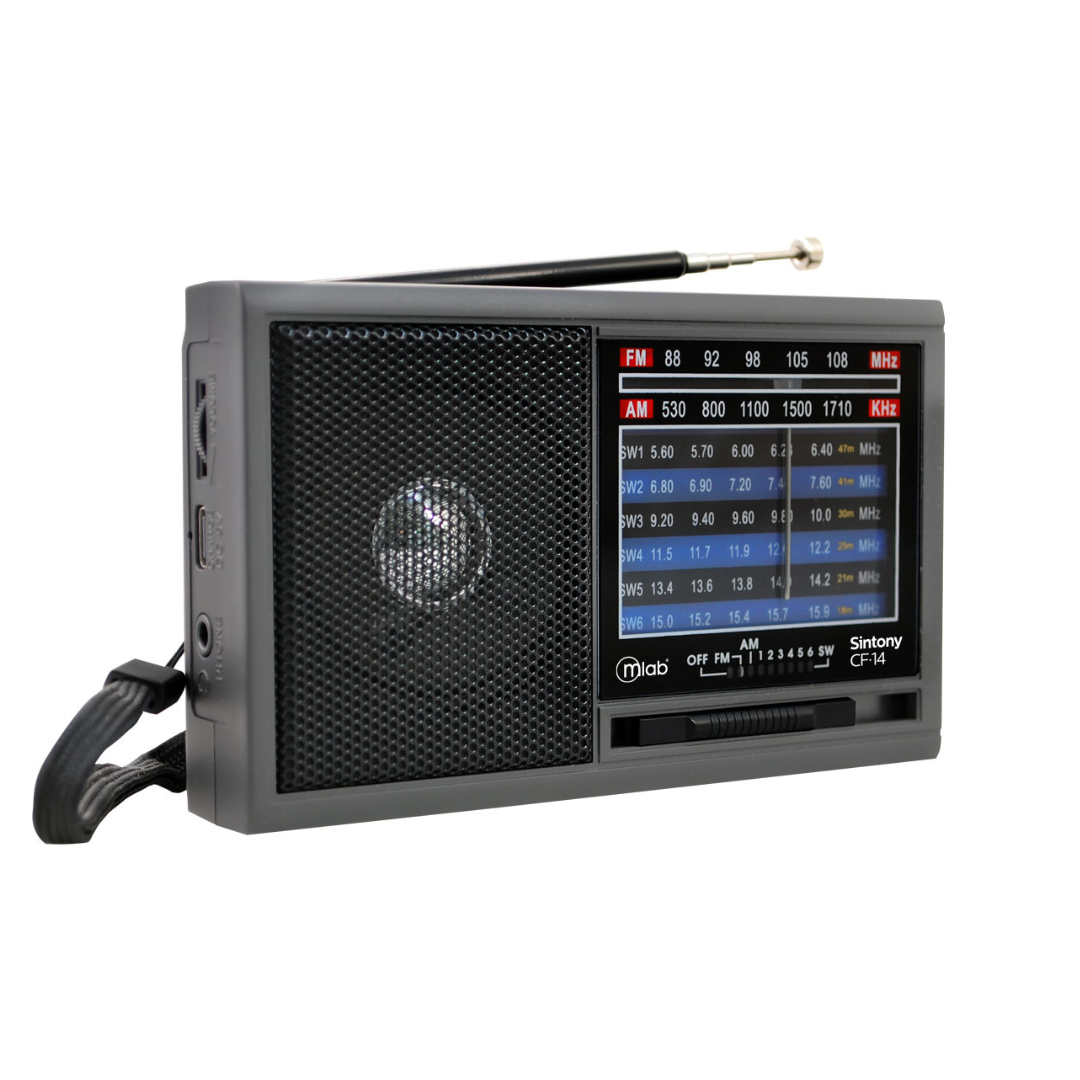 RADIO PORTATIL RECARGABLE RETRO MICROLAB SINTONY CF-14 GRIS - 2