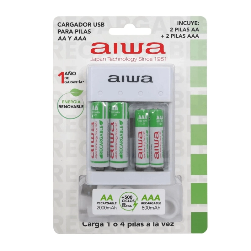 CARGADOR DE PILAS AA Y AAA AIWA BC-0905A BLANCO - 1