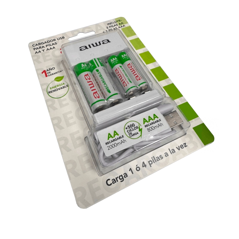 CARGADOR DE PILAS AA Y AAA AIWA BC-0905A BLANCO - 3