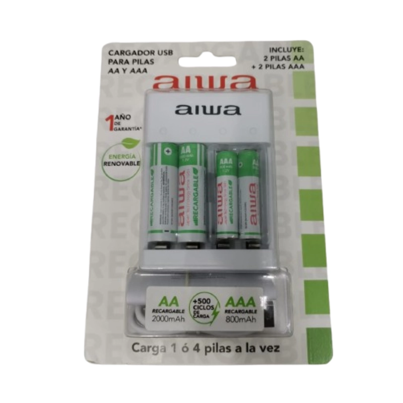 CARGADOR DE PILAS AA Y AAA AIWA DC 5V 1,5A 5 VCC 1,5A BLANCO - 1