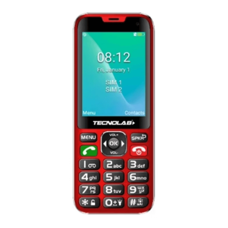 CELULAR SENIOR TECNOLAB TL487 TELEFONO ADULTO MAYOR ROJO - 1