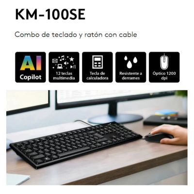 KIT TECLADO Y MOUSE GENIUS USB KM-100SE ESPAÑOL MOUSE NEGRO TECLADO NEGRO - 2
