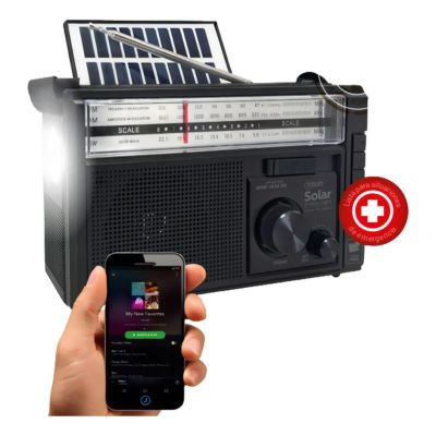 RADIO RETRO RECARGABLE BLUETOOTH SOLAR MLAB 9472 COLOR NEGRO - 2