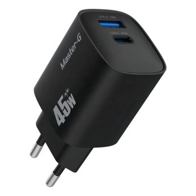 CARGADOR PORTATIL CARGA RAPIDA 45W + CABLE USB-C MASTER-G COLOR NEGRO - 1