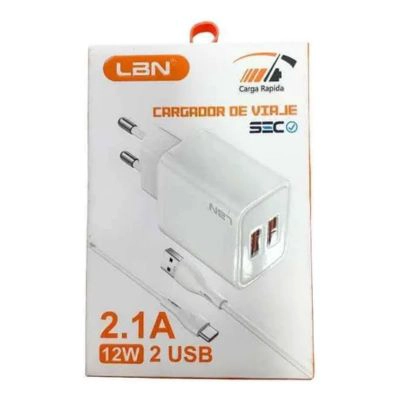 CARGADOR DE VIAJE LBN LBCH14-TC PARA UNA CARGA INCREIBLE BLANCO - 1