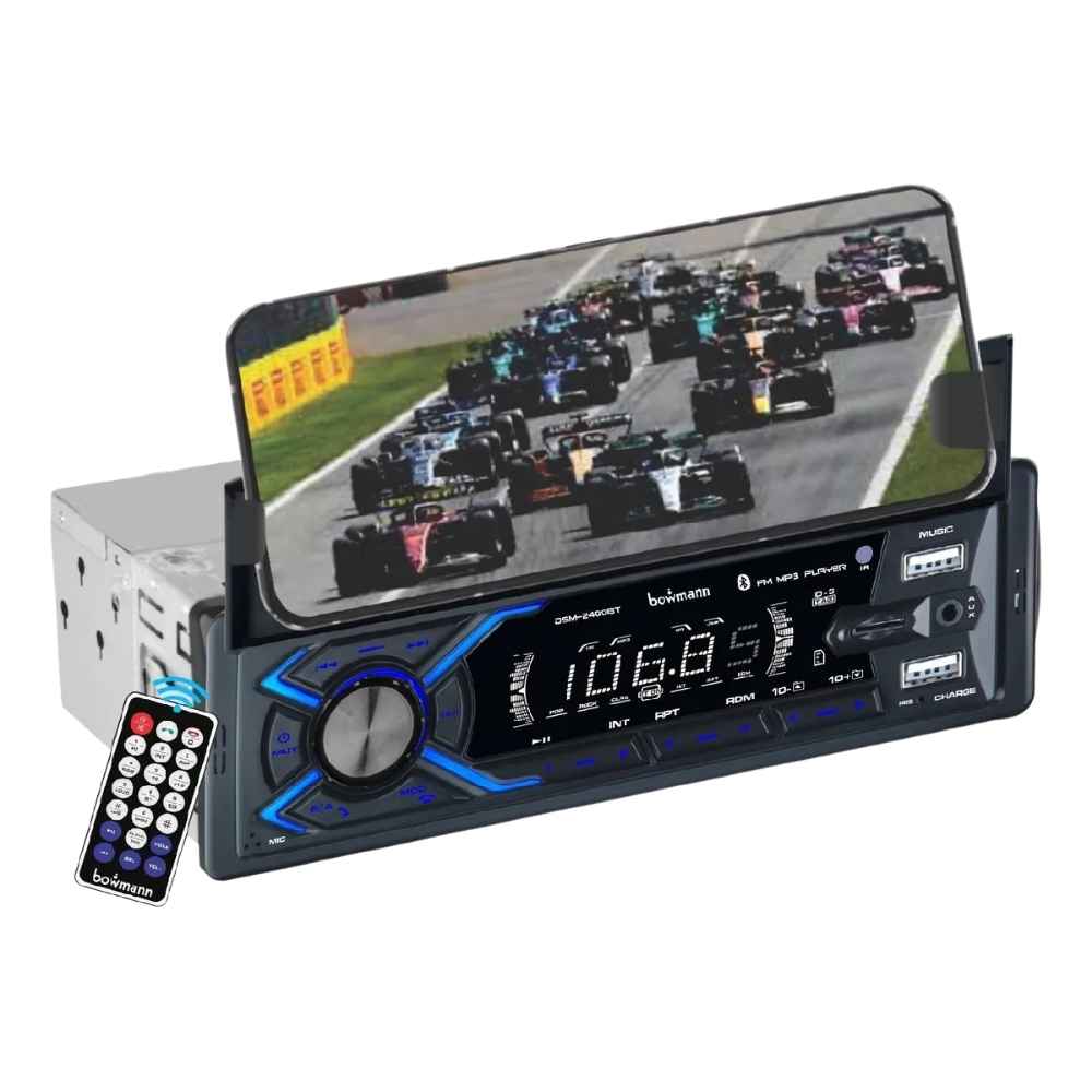 RADIO AUTO BLUETOOTH CON SOPORTE DE CELULAR BOWMANN DSM-2400BT: LA REVOLUCION EN TU TABLERO INCREIBL - 2
