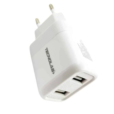 CARGADOR PARED 2 PUERTOS USB + CABLE USB-C TL044W TECNOLAB - 1